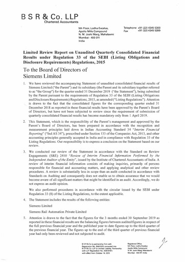 Thumbnail Siemens India
 Quarterly Report 2020-q1