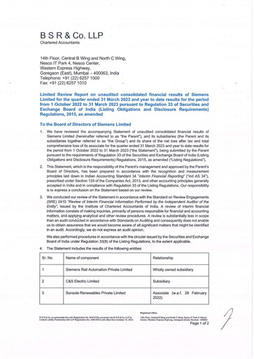 Thumbnail Siemens India
 Quarterly Report 2023-q2