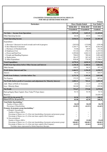 Miniature Grasim Industries
 Rapport trimestriel 2011-q1