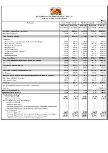 Miniature Grasim Industries
 Rapport trimestriel 2011-q2