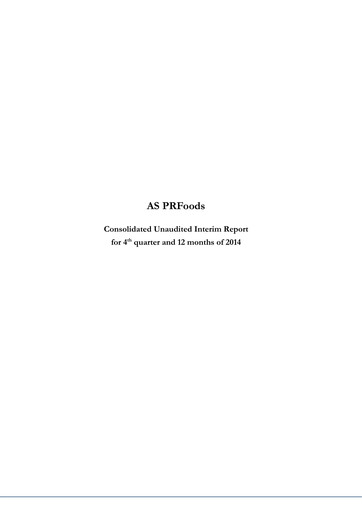 Miniature AS PRFoods Rapport financier 2014