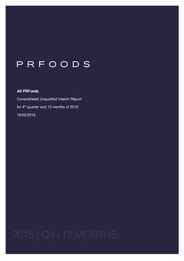 Miniature AS PRFoods Rapport financier 2015