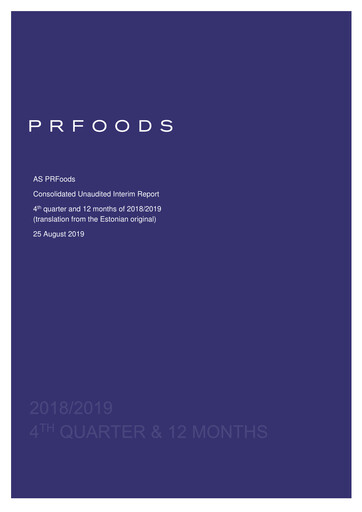 Miniature AS PRFoods Rapport financier 2018-2019