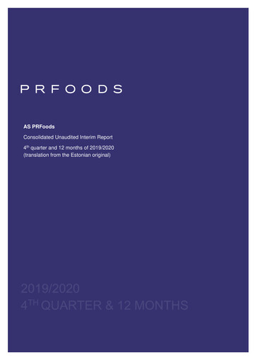 Miniature AS PRFoods Rapport financier 2019-2020
