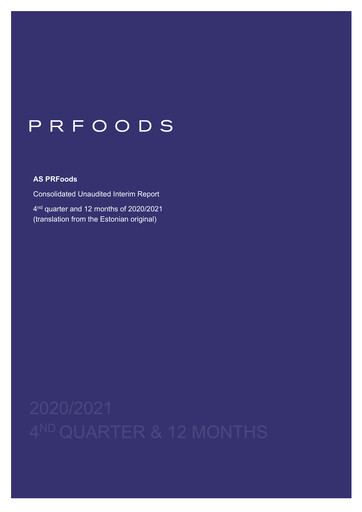 Miniature AS PRFoods Rapport financier 2020-2021