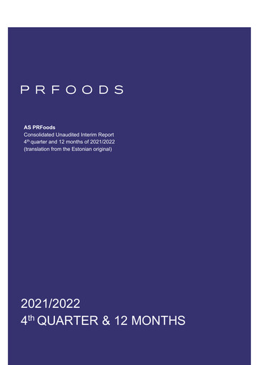 Miniature AS PRFoods Rapport financier 2021-2022