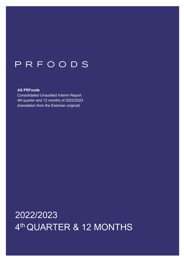 Miniature AS PRFoods Rapport financier 2022-2023