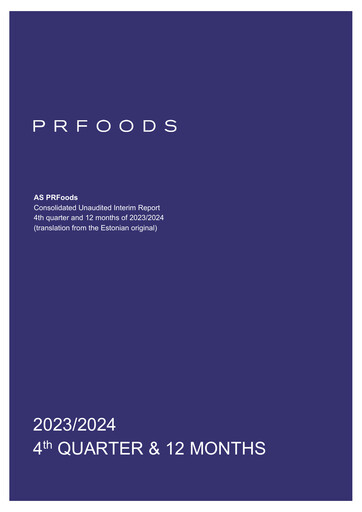 Miniature AS PRFoods Rapport financier 2023-2024