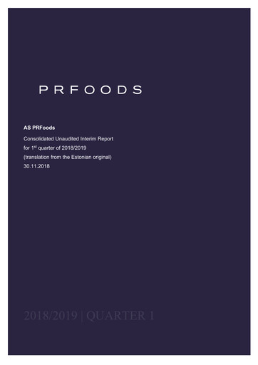 Miniature AS PRFoods Rapport trimestriel 2018-2019-q1