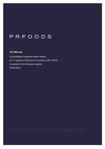 Miniature AS PRFoods Rapport trimestriel 2018-q1