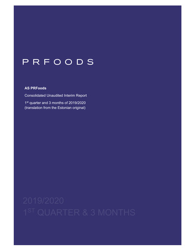 Miniature AS PRFoods Rapport trimestriel 2019-2020-q1