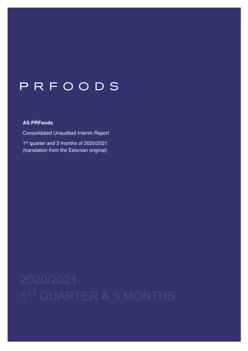 Miniature AS PRFoods Rapport trimestriel 2020-2021-q1