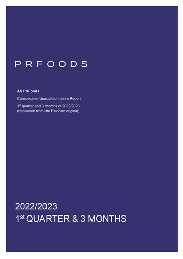 Miniature AS PRFoods Rapport trimestriel 2022-2023-q1