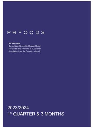 Miniature AS PRFoods Rapport trimestriel 2023-2024-q1