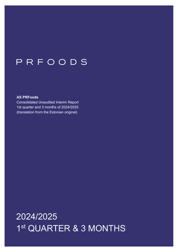 Miniature AS PRFoods Rapport trimestriel 2024-2025-q1