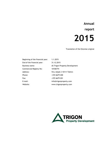 Miniature AS Trigon Property Development Rapport annuel 2015