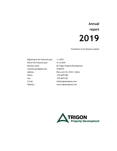 Miniature AS Trigon Property Development Rapport annuel 2019