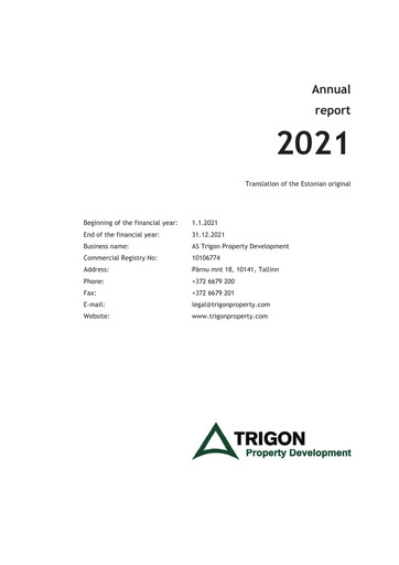 Miniature AS Trigon Property Development Rapport annuel 2021