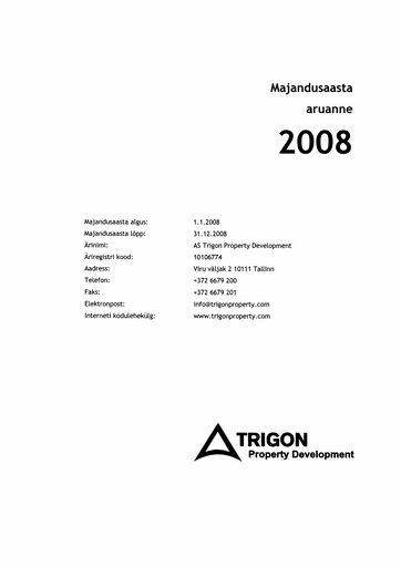 Miniature AS Trigon Property Development Rapport annuel 2008