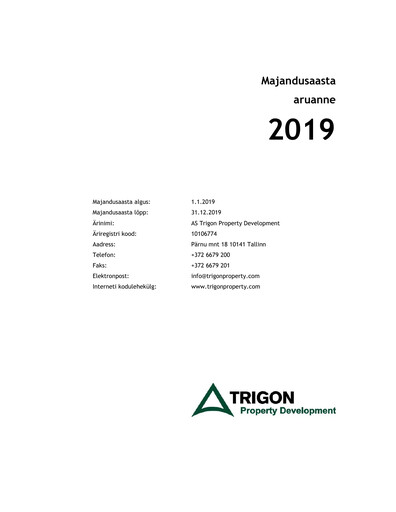 Miniature AS Trigon Property Development Rapport annuel 2019