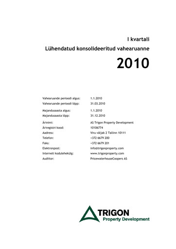 Miniature AS Trigon Property Development Rapport trimestriel 2010-q1