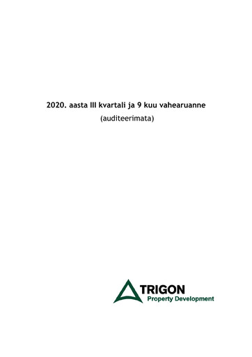 Miniature AS Trigon Property Development Rapport trimestriel 2020-q3