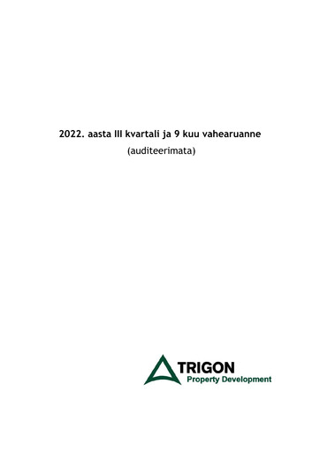 Miniature AS Trigon Property Development Rapport trimestriel 2022-q3