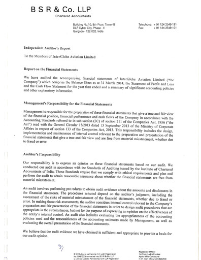 Thumbnail InterGlobe Aviation (IndiGo) Financial Statement fy2014