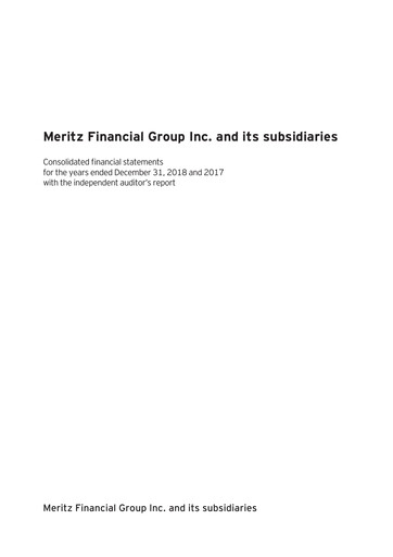 Thumbnail Meritz Financial Group Financial Statement 2018