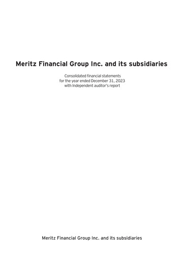 Thumbnail Meritz Financial Group Financial Statement 2023