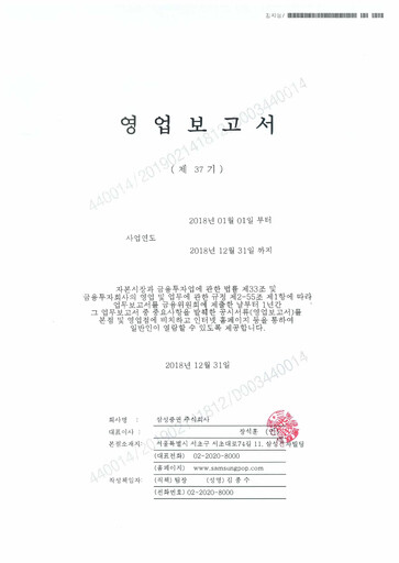 Miniature Samsung Securities Rapport financier 2018