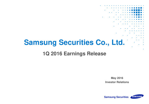 Miniature Samsung Securities Rapport trimestriel 2016-q1