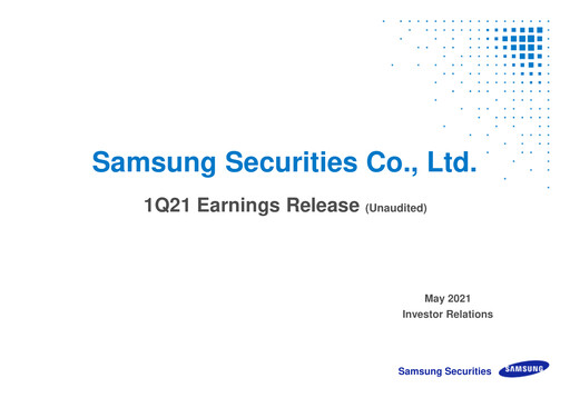 Miniature Samsung Securities Rapport trimestriel 2021-q1