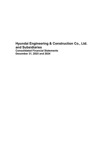 Thumbnail Hyundai Engineering and Construction Financial Statement 2025