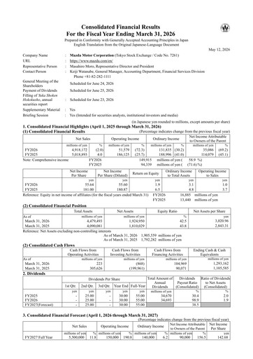 Thumbnail Mazda Financial Report 2026