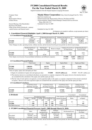 Thumbnail Mazda Financial Statement fy2008