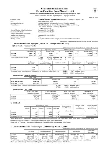 Thumbnail Mazda Financial Statement fy2014