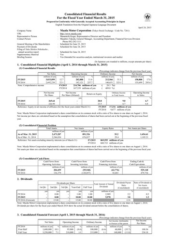 Thumbnail Mazda Financial Statement fy2015