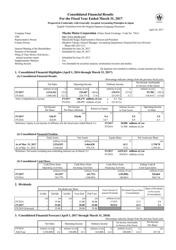 Thumbnail Mazda Financial Statement fy2017