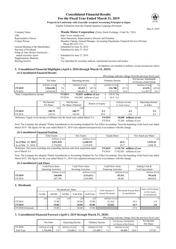 Thumbnail Mazda Financial Statement fy2019