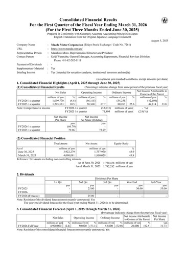 Thumbnail Mazda Quarterly Report 2026-q1