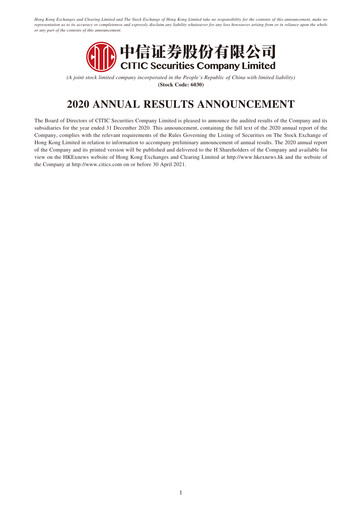 Miniature CITIC Securities
 Rapport annuel 2020