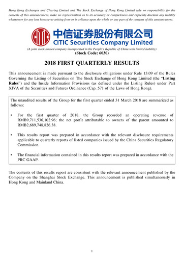 Vorschaubild CITIC Securities
 Quartalsbericht 2018-q1