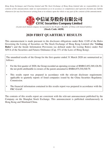 Vorschaubild CITIC Securities
 Quartalsbericht 2020-q1