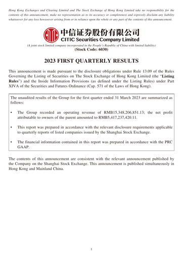 Vorschaubild CITIC Securities
 Quartalsbericht 2023-q1