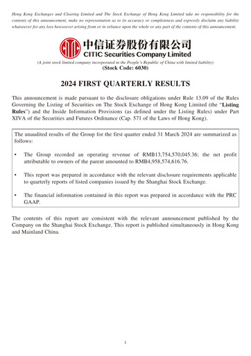 Vorschaubild CITIC Securities
 Quartalsbericht 2024-q1