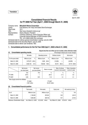 Thumbnail Mitsubishi Motors Financial Statement fy2008