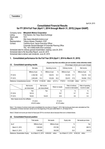 Thumbnail Mitsubishi Motors Financial Statement fy2014