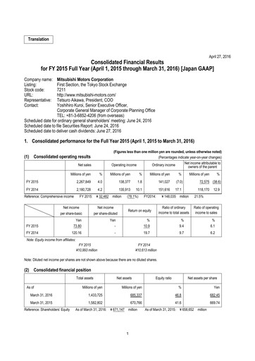 Thumbnail Mitsubishi Motors Financial Statement fy2015
