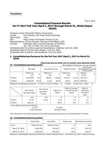 Thumbnail Mitsubishi Motors Financial Statement fy2017